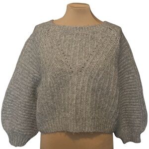 Free People Carter Textured Knit Sweater in Light Gray